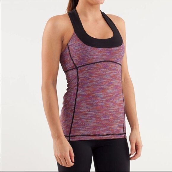 𝅺LULULEMON Purple Scoop Neck Racerback Striped Tank 6 - Picture 1 of 5
